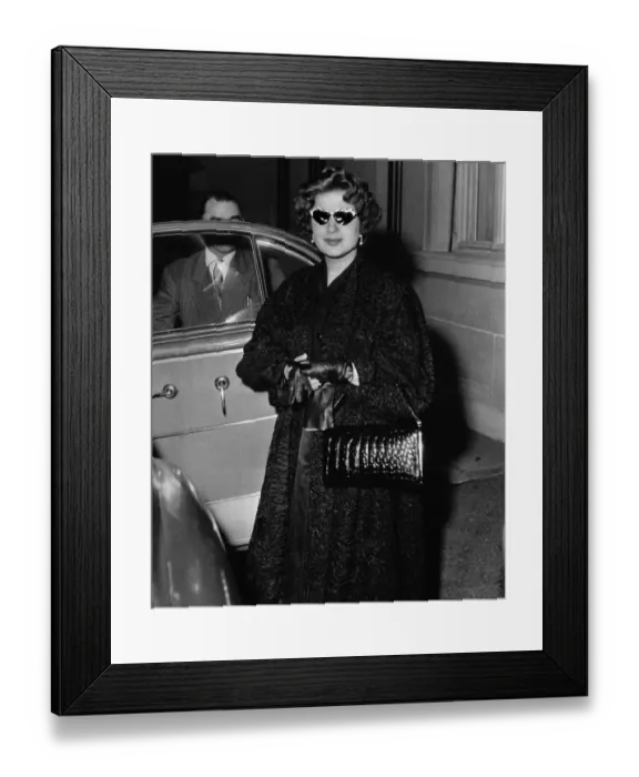 Framed Print : Queen Narriman Standing Next to a Car Framed Print : Queen Narriman Standing Next to a Car