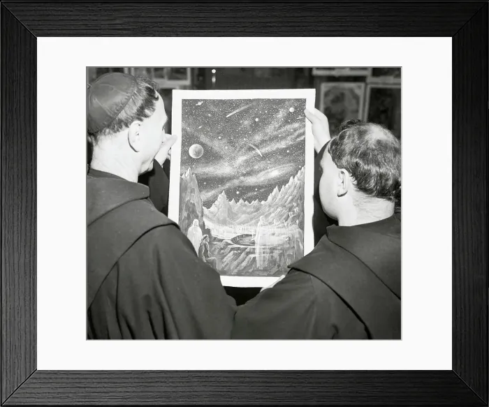 Framed Print : Monks Looking at Painting Framed Print : Monks Looking at Painting