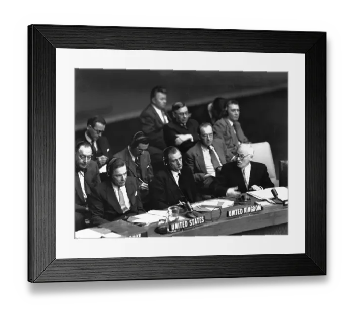 Framed Print : Henry Cabot Lodge Listening to Russian Remarks Framed Print : Henry Cabot Lodge Listening to Russian Remarks
