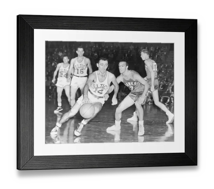 Framed Print : Bob Cousy Dribbling Past an Opponent Framed Print : Bob Cousy Dribbling Past an Opponent