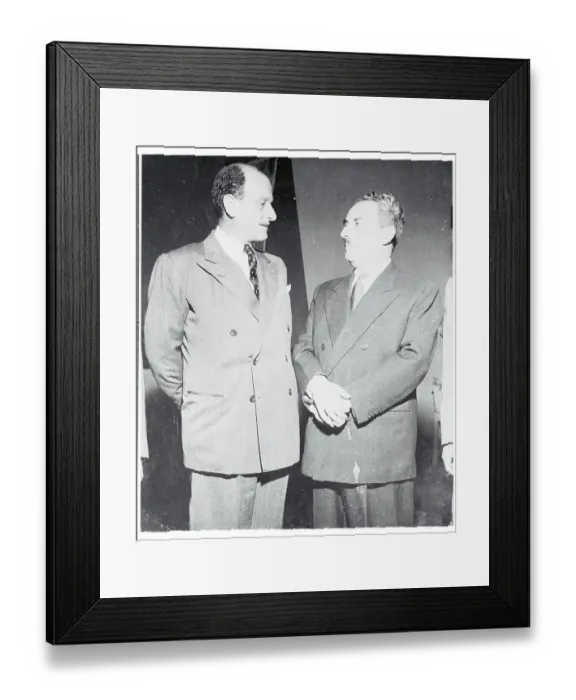 Framed Print : Edward M.M. Warburg Standing with Moshe Sharett Framed Print : Edward M.M. Warburg Standing with Moshe Sharett