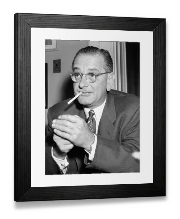 Framed Print : Senator Lyndon Johnson Lighting Cigarette Framed Print : Senator Lyndon Johnson Lighting Cigarette