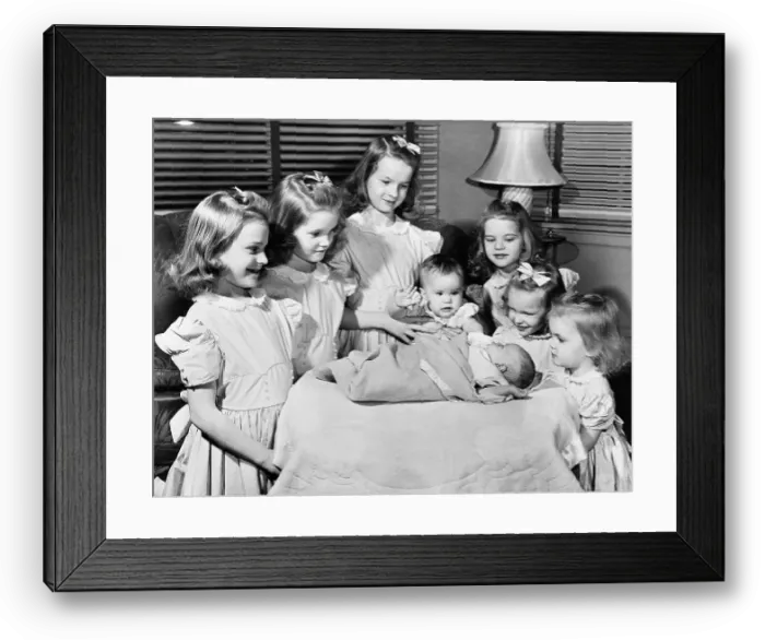 Framed Print : Seven Sisters and Their New Baby Brother Framed Print : Seven Sisters and Their New Baby Brother