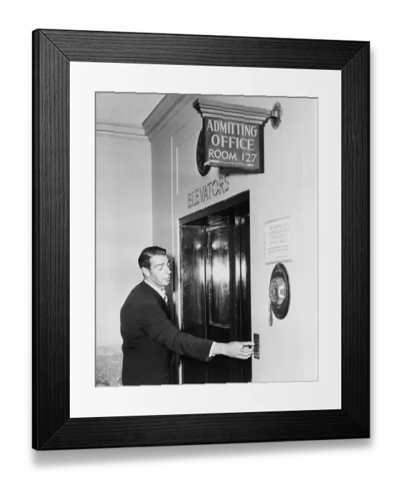 Framed Print : Joe DiMaggio Waiting for Elevator Framed Print : Joe DiMaggio Waiting for Elevator
