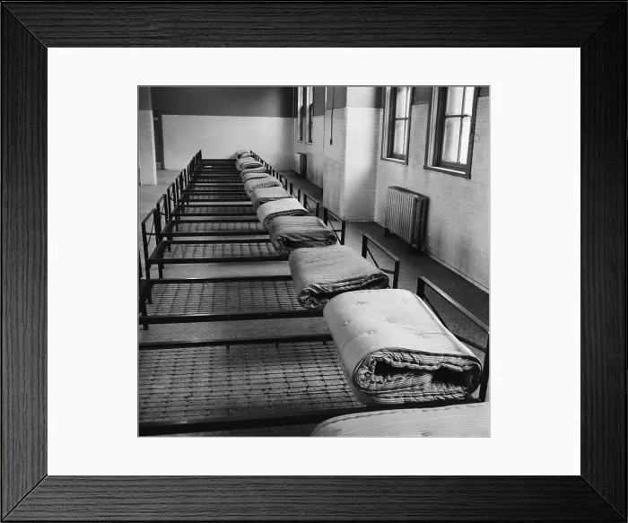 Framed Print : Cots Lined Up In Ellis Island Center Framed Print : Cots Lined Up In Ellis Island Center