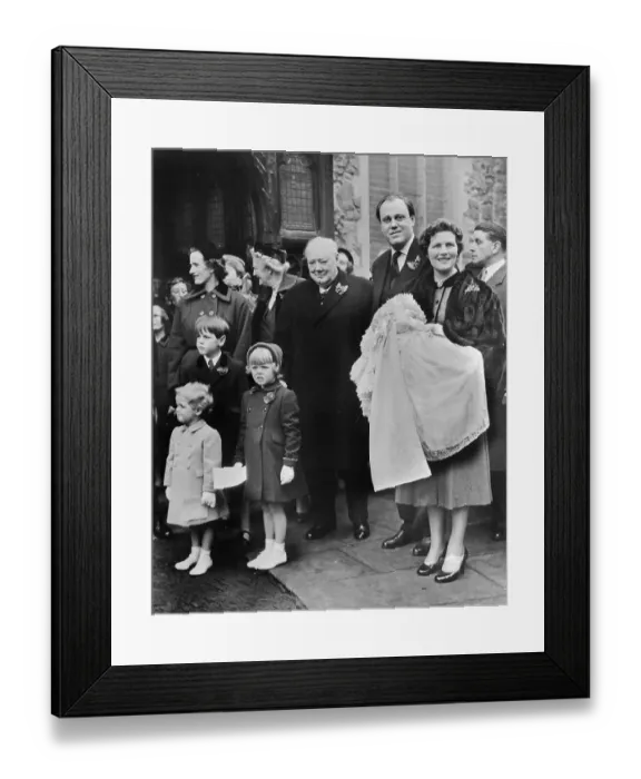 Framed Print : Portrait of Winston Churchill Posing With Family Members Framed Print : Portrait of Winston Churchill Posing With Family Members