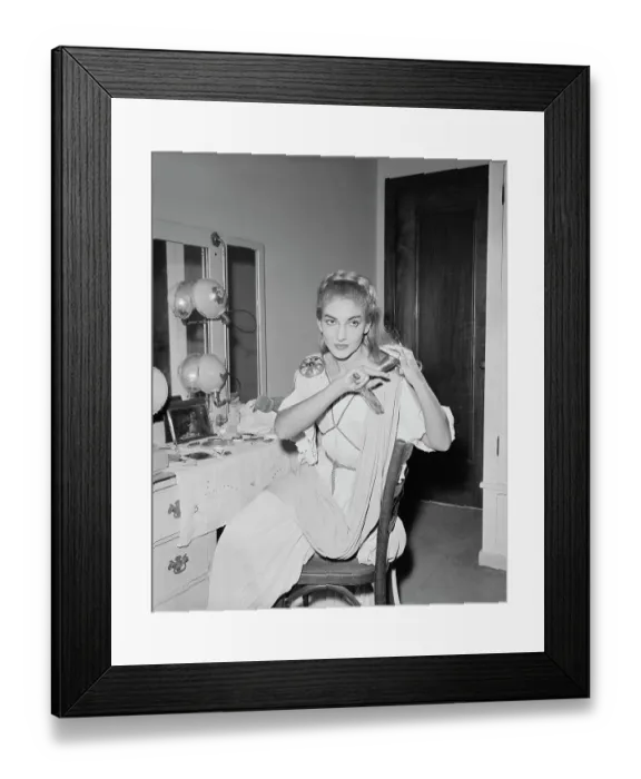 Framed Print : Maria Meneghini Callas Checking Makeup Framed Print : Maria Meneghini Callas Checking Makeup