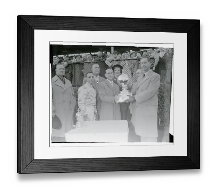 Framed Print : Cornelius Vanderbilt Whitney Receiving Horse Racing Trophy Framed Print : Cornelius Vanderbilt Whitney Receiving Horse Racing Trophy
