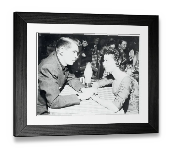 Framed Print : Singer Johnny Ray and Marilyn Morrison Holding Hands While Sitting at Table Framed Print : Singer Johnny Ray and Marilyn Morrison Holding Hands While Sitting at Table