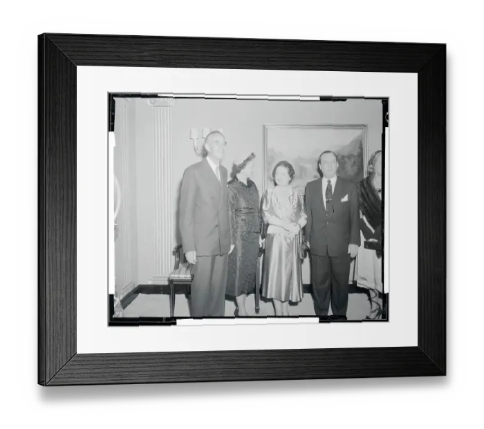 Framed Print : Mr. and Mrs. Averell Harriman Posing With Queen Mother Elizabeth