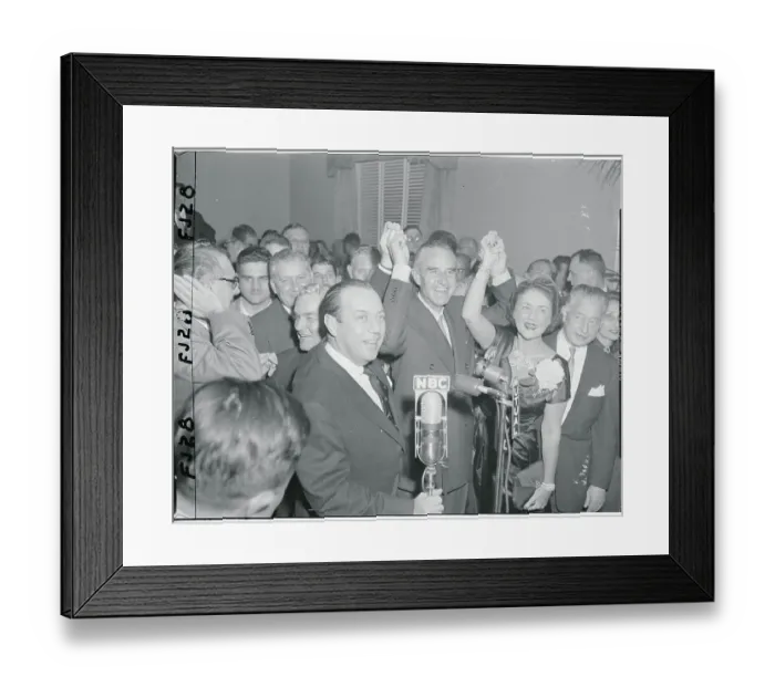 Framed Print : Robert Wagner Raising Averell Harriman's Hands Framed Print : Robert Wagner Raising Averell Harriman's Hands
