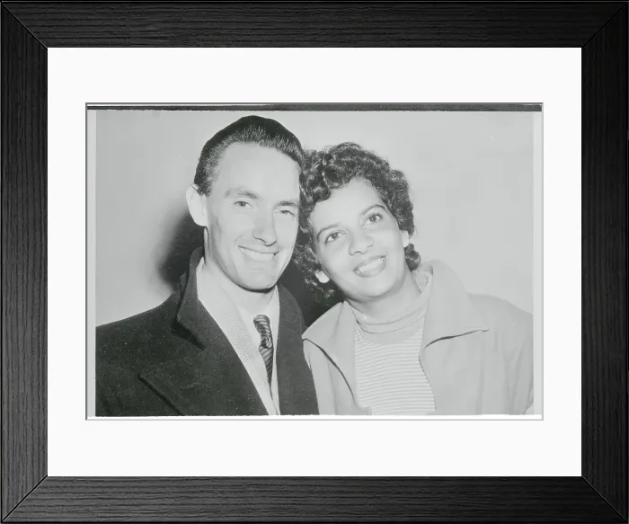 Framed Print : Interracial Couple Posing Together for Camera Framed Print : Interracial Couple Posing Together for Camera