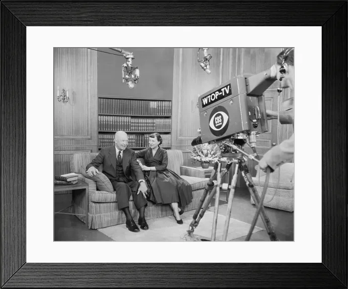 Framed Print : Dwight and Mamie Eisenhower Sitting in Front of Television Camera Framed Print : Dwight and Mamie Eisenhower Sitting in Front of Television Camera