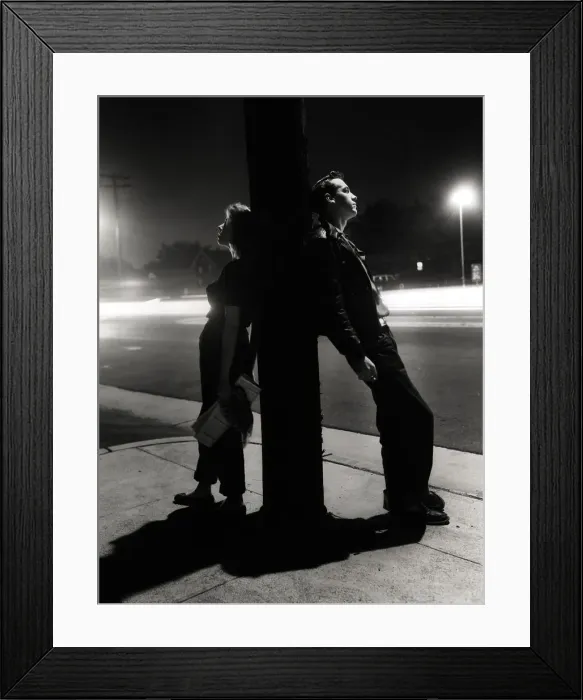 Framed Print : Adolescents Leaning on Pole Framed Print : Adolescents Leaning on Pole