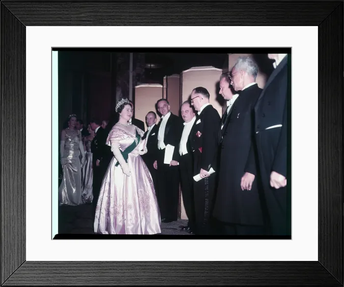 Framed Print : Queen Mother Greeting Guests Framed Print : Queen Mother Greeting Guests