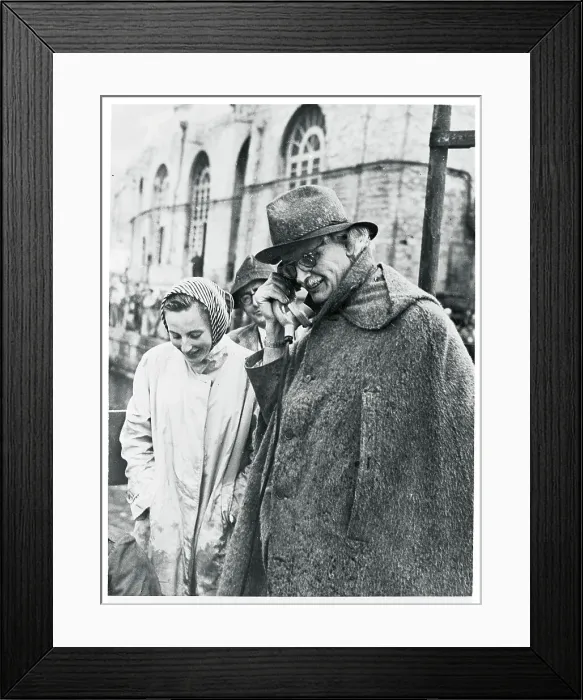 Framed Print : Auguste Piccard Talking on a Telephone