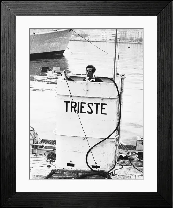 Framed Print : Jacques Piccard Standing in a Conning Tower Framed Print : Jacques Piccard Standing in a Conning Tower