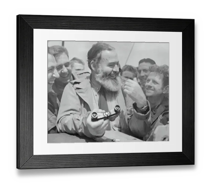 Framed Print : Ernest Hemingway with GIs Framed Print : Ernest Hemingway with GIs