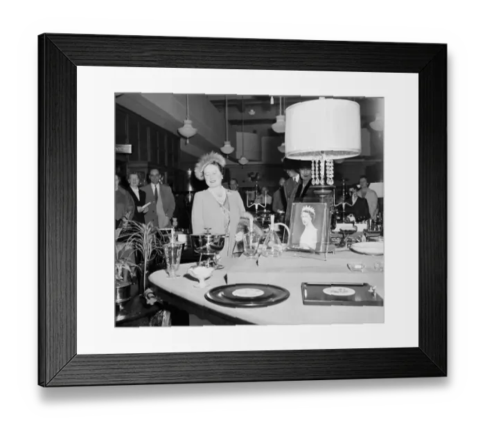 Framed Print : Queen Mother Elizabeth Shopping Framed Print : Queen Mother Elizabeth Shopping