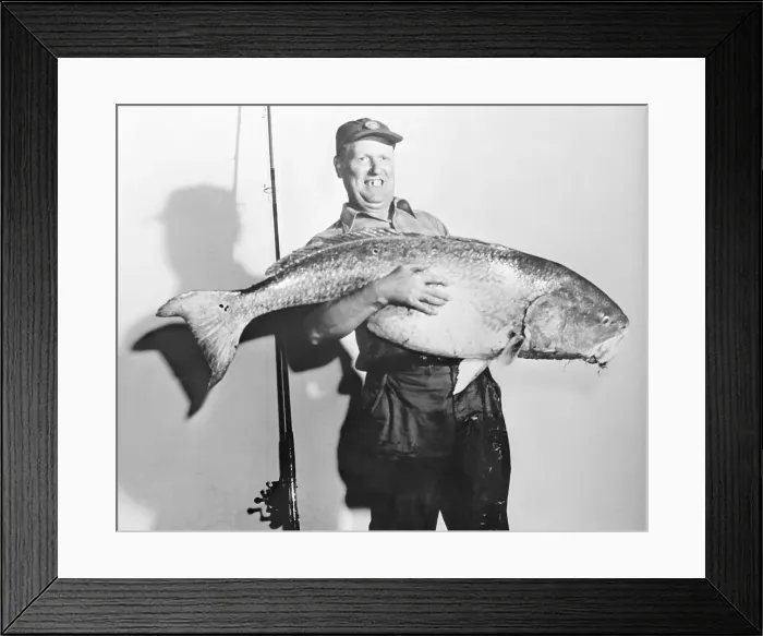 Framed Print : Fisherman Posing With Huge Fish Framed Print : Fisherman Posing With Huge Fish