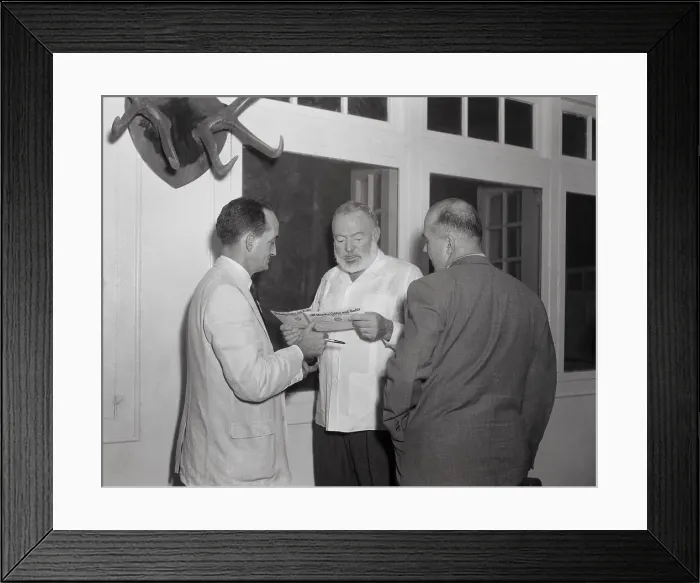 Framed Print : Ernest Hemingway Reading Nobel Prize Notification Framed Print : Ernest Hemingway Reading Nobel Prize Notification