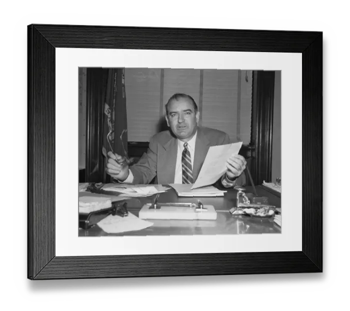 Framed Print : Joseph McCarthy Holding Censure Documents Framed Print : Joseph McCarthy Holding Censure Documents