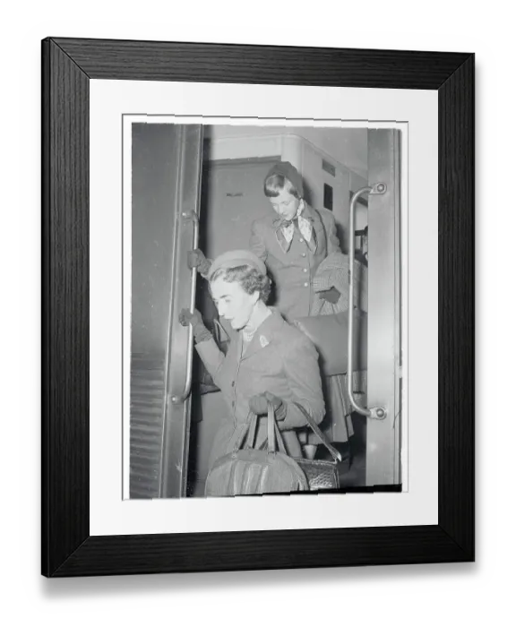 Framed Print : Queen Ingrid and Princess Margrethe Disembarking From a Train Framed Print : Queen Ingrid and Princess Margrethe Disembarking From a Train