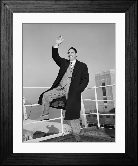 Framed Print : Mario Del Monaco Waving From Ship Framed Print : Mario Del Monaco Waving From Ship