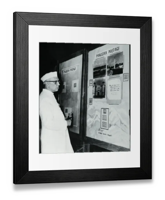 Framed Print : Jawaharlal Nehru Inspecting a Stamp Display Framed Print : Jawaharlal Nehru Inspecting a Stamp Display