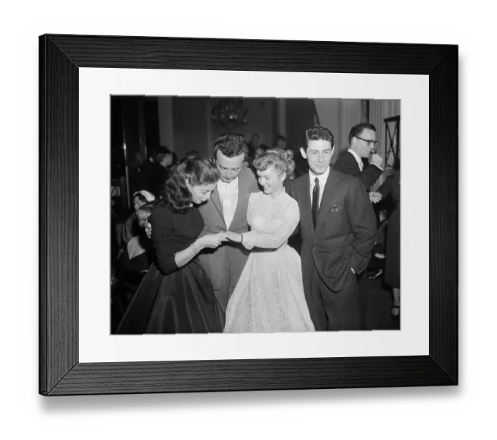 Framed Print : Eddie Fisher and Debbie Reynolds During Engagment Party