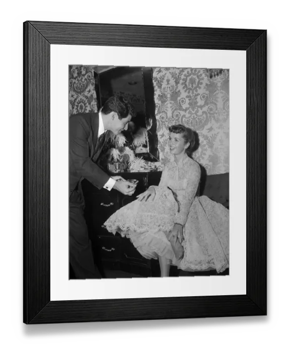 Framed Print : Eddie Fisher Holding Engagement Ring