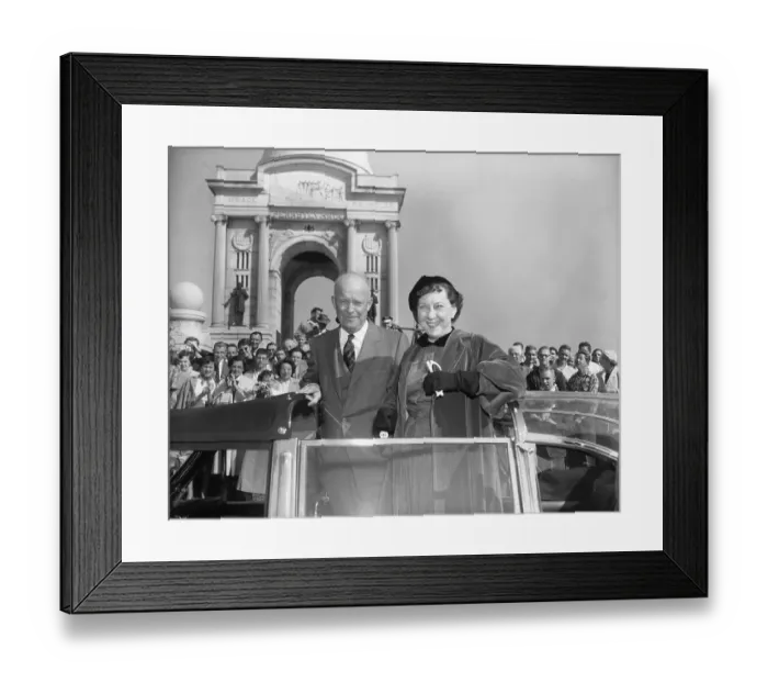 Framed Print : Dwight and Mamie Eisenhower Standing in Motorcade Framed Print : Dwight and Mamie Eisenhower Standing in Motorcade