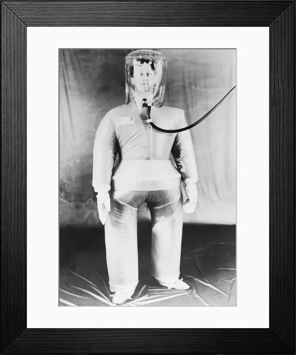 Framed Print : Atomic Worker Wearing a Protective Outfit Framed Print : Atomic Worker Wearing a Protective Outfit