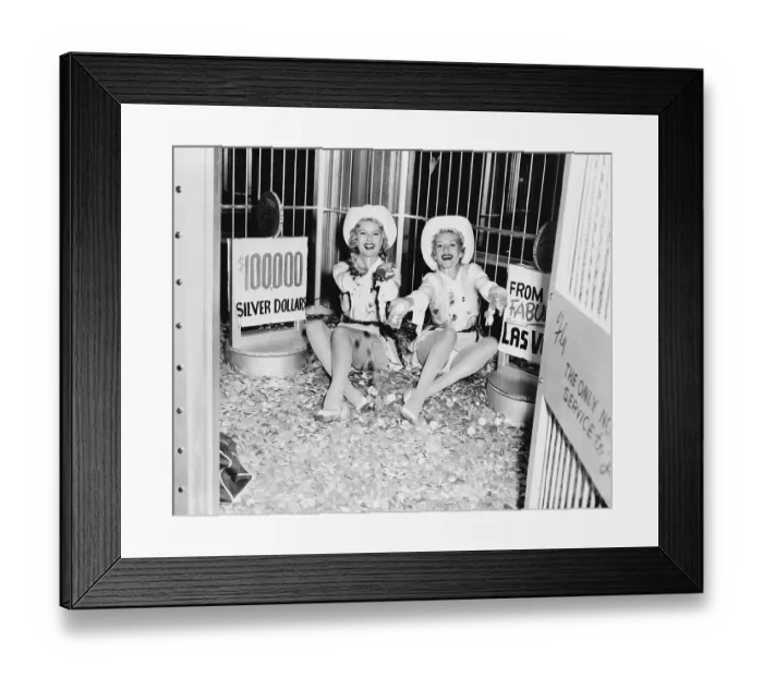 Framed Print : Young Women Sitting Near Poster Signs Promoting Gambling Framed Print : Young Women Sitting Near Poster Signs Promoting Gambling