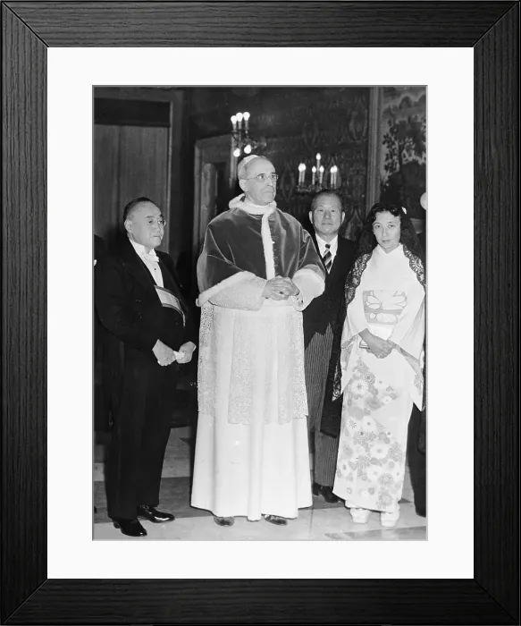 Framed Print : Shigeru Yoshida Standing Behind Pope Pius XII