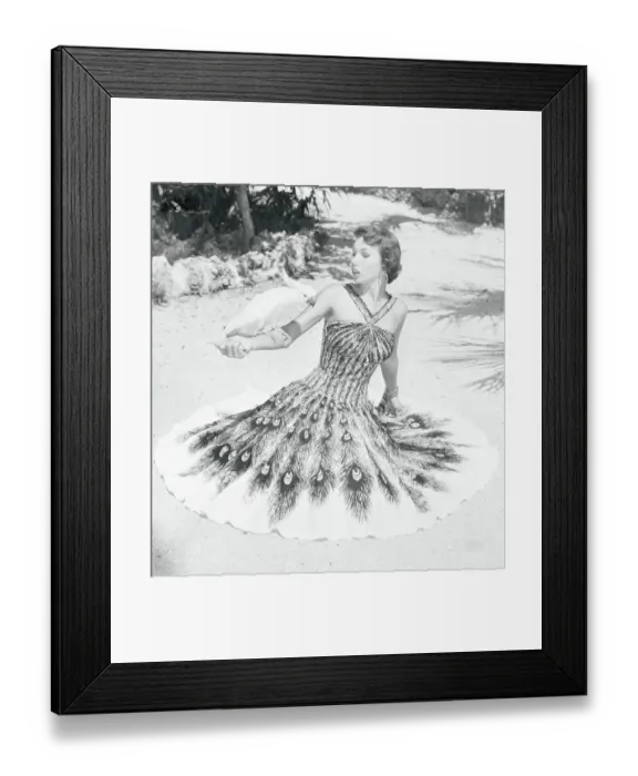 Framed Print : Model Wearing Peacock Print Dress by Marjae of Miami Framed Print : Model Wearing Peacock Print Dress by Marjae of Miami