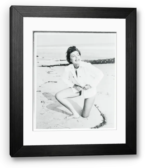 Framed Print : Renee Marshall Kneeling on Beach Framed Print : Renee Marshall Kneeling on Beach