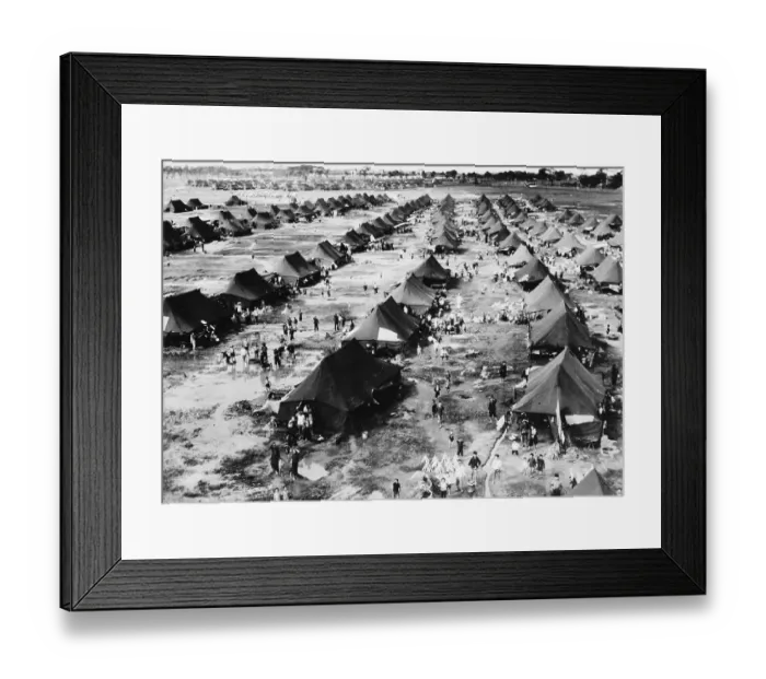 Framed Print : Aerial View of a Tent City Framed Print : Aerial View of a Tent City
