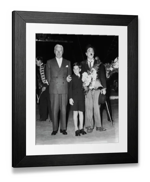 Framed Print : Chalrie Chaplin Standing with Son Framed Print : Chalrie Chaplin Standing with Son
