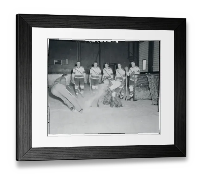 Framed Print : Muzz Patrick Spraying Ice Into a Goalie's Face Framed Print : Muzz Patrick Spraying Ice Into a Goalie's Face