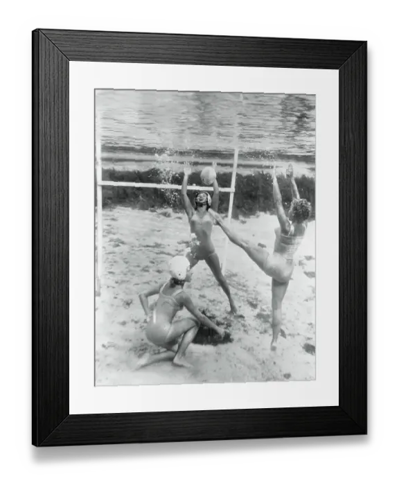 Framed Print : Women Playing a Game Underwater Framed Print : Women Playing a Game Underwater