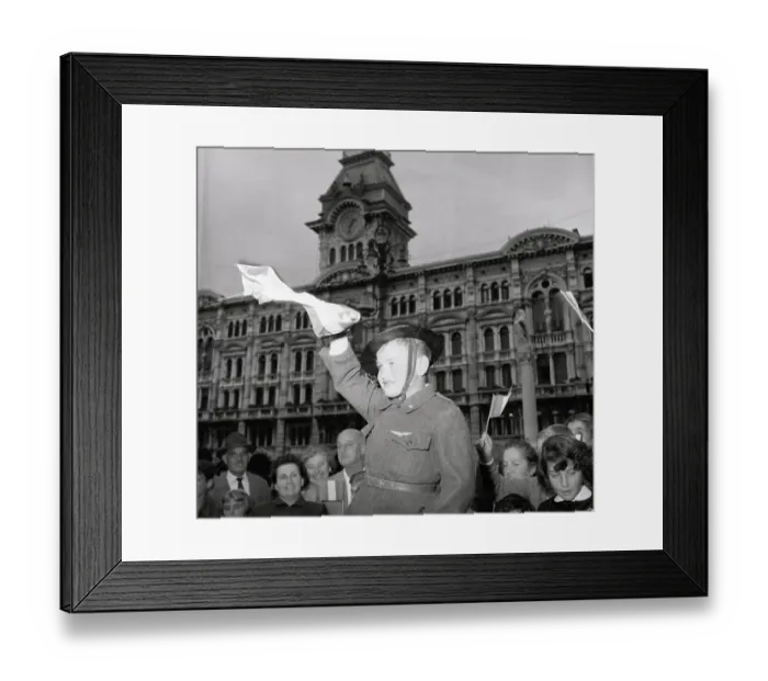Framed Print : Boy Waving a Flag Framed Print : Boy Waving a Flag
