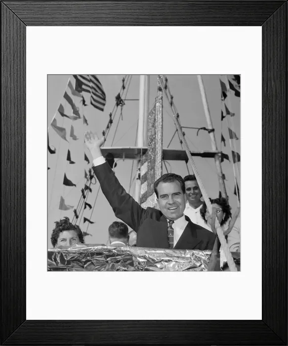 Framed Print : Richard Nixon Raising His Arm Framed Print : Richard Nixon Raising His Arm