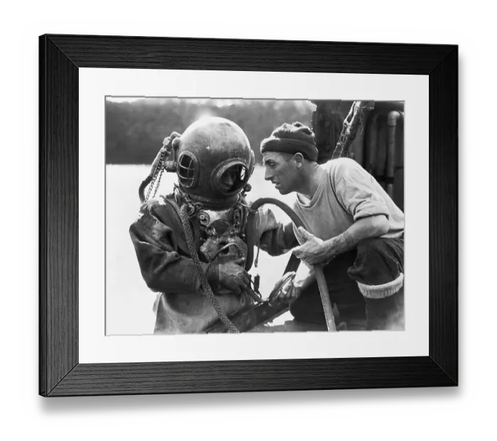 Framed Print : Man in Deep Sea Diving Gear Framed Print : Man in Deep Sea Diving Gear