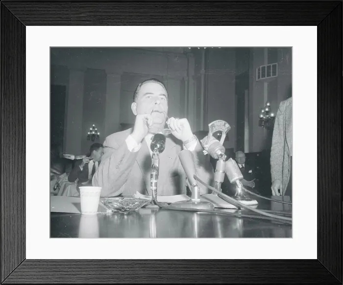 Framed Print : John Peurifoy Holding His Eyeglasses Framed Print : John Peurifoy Holding His Eyeglasses