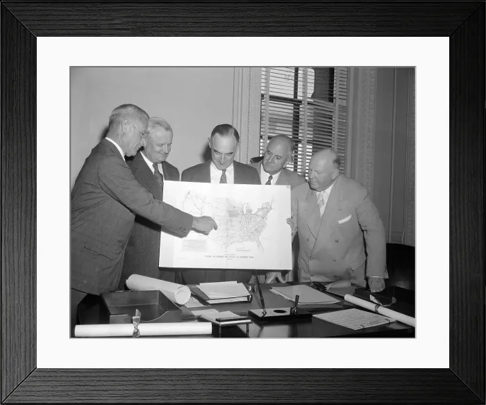 Framed Print : Committee on Highway Construction Displaying a Map of United States Framed Print : Committee on Highway Construction Displaying a Map of United States