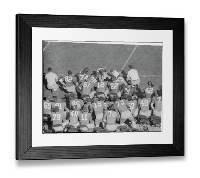 Framed Print : Notre Dame Players Crowding Around Terry Brennan