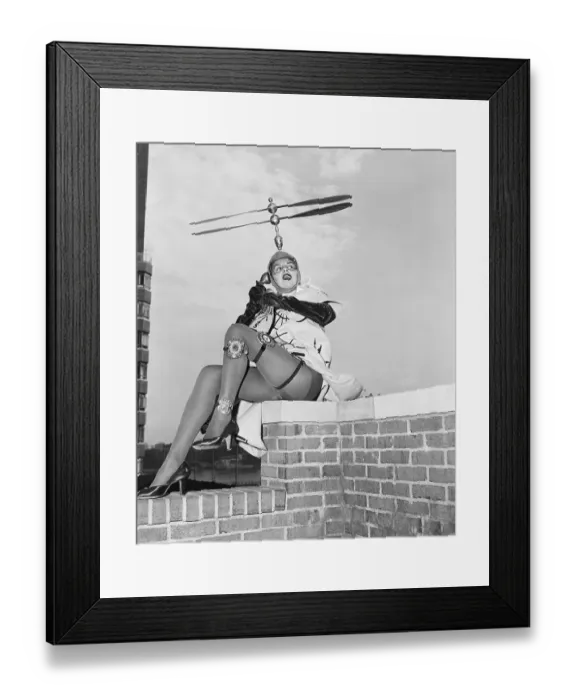 Framed Print : Model Wearing Heli-Hat and Parachute Coat Framed Print : Model Wearing Heli-Hat and Parachute Coat