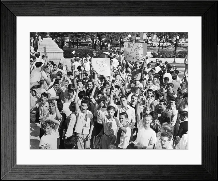 Framed Print : Students Protesting African American Students