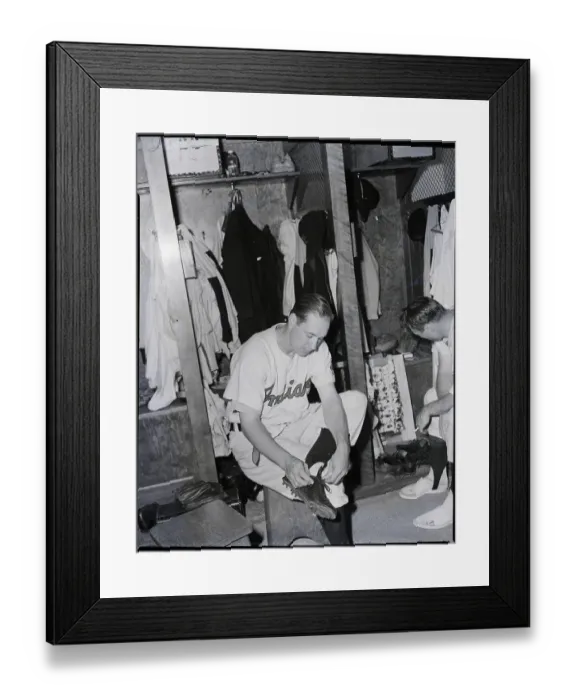 Framed Print : Bob Feller Untying Shoe In Clubhouse